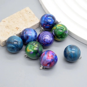 Galaxy Starry Sky Ball Pendants Resin Universe Sphere Charms For DIY Necklace Earring Jewelry Making