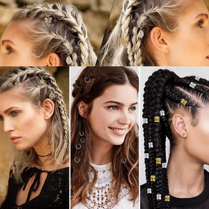 230-piece DIY dreadlock jewelry set with gold and silver metal rings and charms