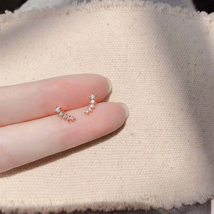 Elegant rose gold wheat ear stud earrings with sparkling pavé cubic zirconia