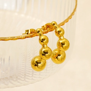 Elegant 18k gold plated stainless steel pea bead earrings with a minimalist C-shape design