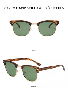 Detaillierte Front- und Seitenansicht der polarisierten Clubmaster-Sonnenbrille in Gold