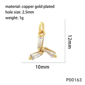 Detailed size specifications of gold plated Y-shaped pendant with cubic zirconia
