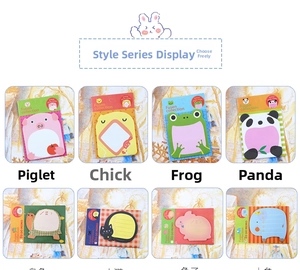 Set of 8 cute animal shaped sticky notes featuring panda cat and rabbit designs