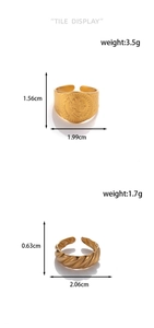 Detailed tile display showing dimensions and weight of golden coin and twisted rings