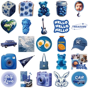 50 pieces of waterproof dark blue aesthetic stickers for DIY phone cases and laptops