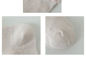 Detailed macro view of reinforced heel and toe on light pink hollow knit socks
