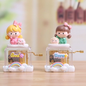 Boîte à musique créative avec figurine de fille, boîtier acrylique et mouvement mécanique