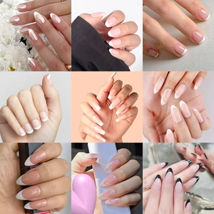 French Tip Press On Nails Wearable Simple False Nails Elegant Glossy Manicure For Women