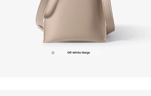 Detailed close-up of off-white leather phone bag bottom with premium stitching