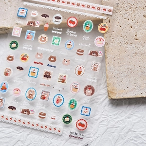 Self-adhesive cartoon nail art stickers with bear and dessert patterns, model MC-31