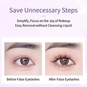 Self-adhesive black eyelashes with cluster sunflower design for easy application and removal