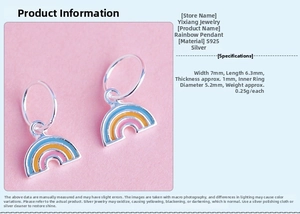 Macro detail of S925 sterling silver rainbow charm with exact dimensions 7x6.3x1mm