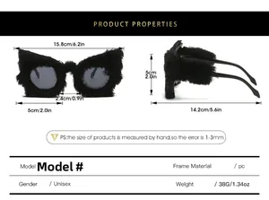 Guide des tailles pour lunettes de soleil papillon en peluche et monture PC