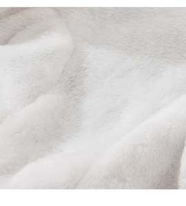 Close-up of premium fluffy white faux fur fabric used in pet Chinese New Year clothes