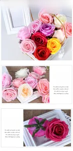 Detail of silk artificial rose flower heads in various colors showing realistic back sepals