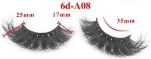 Detailed size map of 6D fluffy Russian volume eyelashes model 6d-A08 with 25mm length