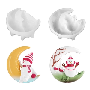 Kerstmaan Sneeuwpop Siliconen Vorm Voor DIY Aroma Kaars Zeep Hars Gips Ornament Ambacht
