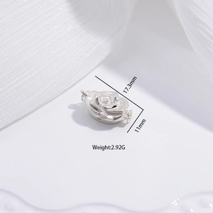S925 sterling silver rose shaped clasp for DIY jewelry making 17.3mm 2.92g