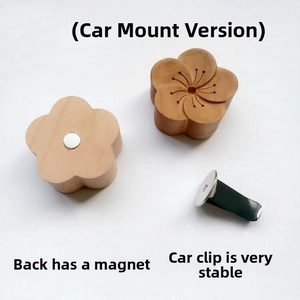 Clip diffuseur d'arôme de voiture en bois sculpté avec fleur de prunier et aimant