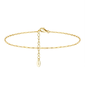 Polished S925 sterling silver anchor chain necklace with lobster clasp in golden finish