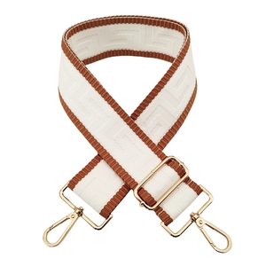 Detail of adjustable 5cm maze pattern woven strap with gold metal lobster clasps