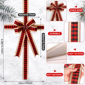 Weihnachtsdekoration mit rot-schwarzer Karo-Schleife für Schränke und Haustüren