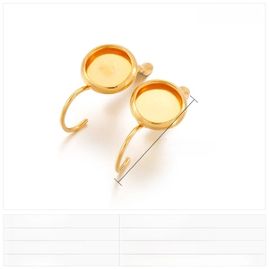 Detailed view of gold round stainless steel earring hooks measuring 18x10mm