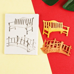 Retro Arch Bridge Park Bench Silicone Mold DIY Resin Fondant Cake Chocolate Decoration Tool Flexible Reusable