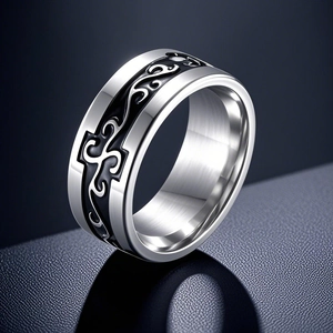 Bague Croix Dragon Rétro Gothique En Acier Inoxydable Motif Volutes Gravées Pour Hommes Et Femmes Bijoux Punk Niche