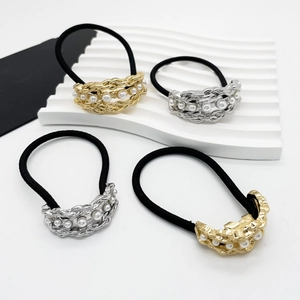 Elegant Artificial Pearl Alloy Metal Chain Hair Ties Elastic Hair Rope For Women Fashion Ponytail Holder Accessory Styling