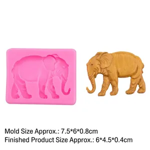 Elephant silicone fondant mold and finished 3D elephant cake decoration tool set