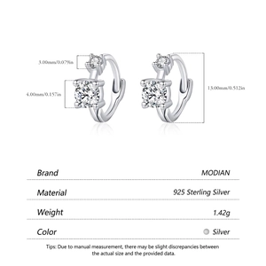 Boucles d'oreilles créoles en argent 925 avec deux oxydes de zirconium brillants