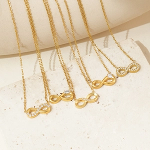 Infinity Pendant Necklace Titanium Steel Zircon Inlaid Simple Fashion Clavicle Chain For Women Elegant Light Luxury Jewelry