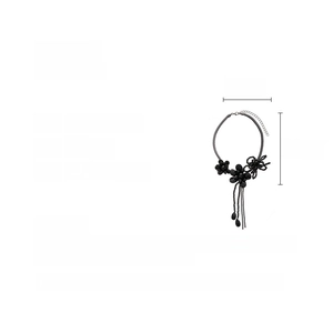 Detailed size specifications for dark floral choker with glass bead tassel pendant