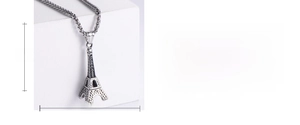 Detailed size chart for Eiffel Tower stainless steel pendant with dimensions 40mm by 19mm
