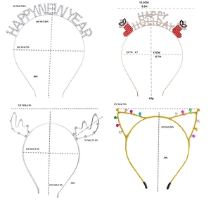 Detailed size and weight specs for rhinestone crown and holiday antler headbands