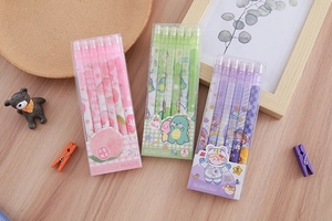 Set of 6 mechanical pencils with 0.5mm lead featuring peach and astronaut themes