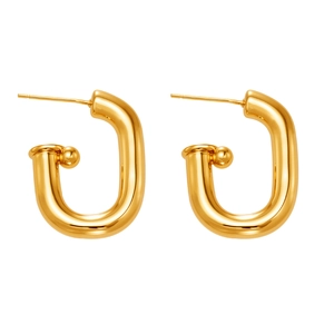 Boucles d'oreilles ovales en U minimalistes en plaqué or 18 carats avec finition polie