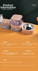 Detailed view of the 1.8L 3-in-1 pet feeder with automatic waterer and stainless bowls