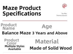 Detailed specifications for the wooden balance maze toy made of solid natural wood