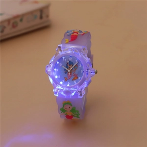 Orologio luminoso per bambini con cinturino a sirena viola ed effetti di luce LED