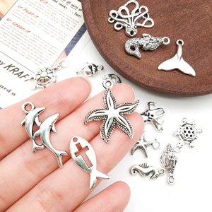Ciondoli tema mare in argento antico con stella marina e tartaruga per gioielli DIY