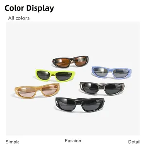 Detailed display of sports cat eye sunglasses in multiple vibrant color options