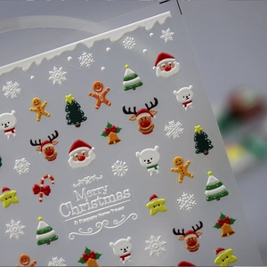 Christmas 5D Embossed Nail Art Stickers Winter Snowflakes Santa Claus Reindeer Relief Design Self Adhesive DIY Manicure Decals