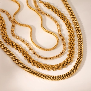 18K gold plated stainless steel Cuban and Figaro link chains necklaces for women