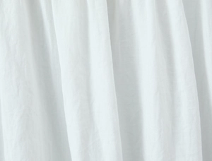 Detailaufnahme des weißen Kleiderstoffs mit atmungsaktiver Spitzenstruktur
