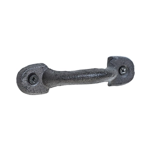 Poignée de porte vintage en fonte noire de style industriel avec texture rustique
