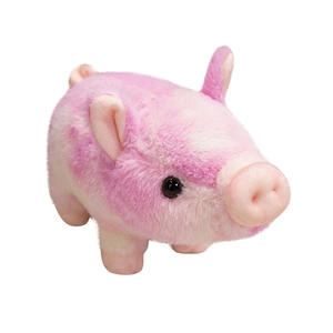 Poupée cochon en peluche rose et blanc avec fourrure douce et yeux réalistes