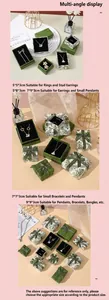 Detail view of vintage green jewelry gift boxes in various sizes with floral patterns
