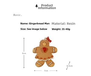 Detailed view of 9cm resin gingerbread man ornament with measurements and dimensions